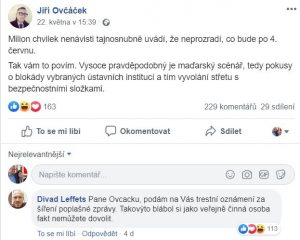 Facebook Jiřího Ovčáčka