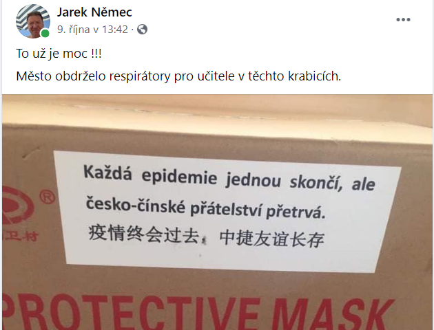 Facebook starosty Kroměříže Jaroslava Němcee