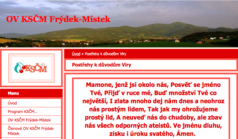 Printscreen OV KSČM Frýdek-Místek