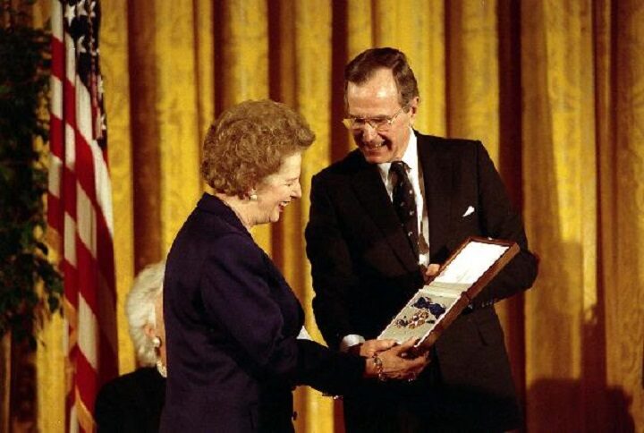 Margaret Thatcherová a George Bush starší