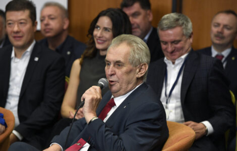 Prezident Miloš Zeman ve volebním štábu v TOP Hotelu Praha