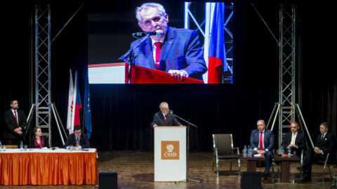 Prezident Miloš Zeman na mimořádném volebním sjezdu ČSSD