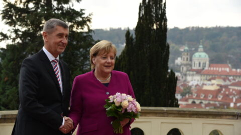 Premiér Andrej Babiš při setkání s německou kancléřkou Angelou Merkelovou v Praze 