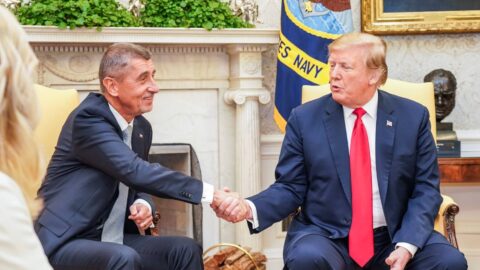 Bývalý premiér Andrej Babiš (ANO) při setkání s Donaldem Trumpem.