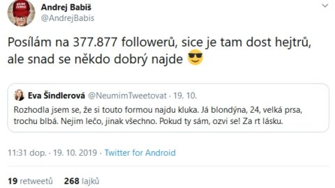 Správci sociálních sítí předsedy vlády si naběhli. 