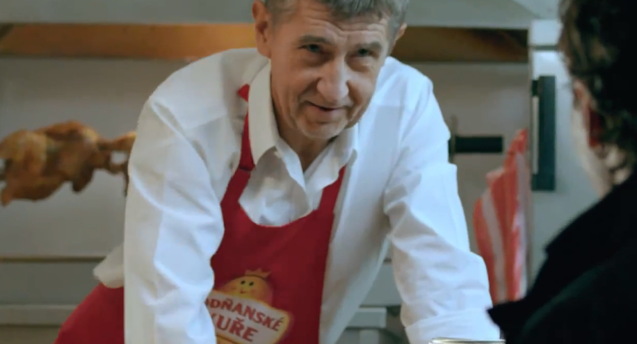 Andrej Babiš v reklamě na vodňanská kuřata