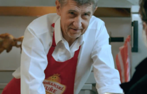 Andrej Babiš v reklamě na vodňanská kuřata