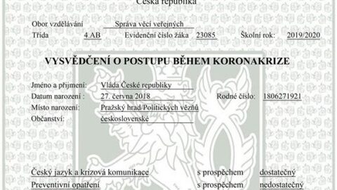 Vysvědčení vládě -  osvědčený formát satirické kritiky, tentokrát na téma koronakrize