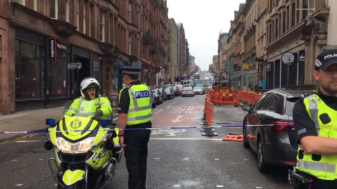 Policisté na místě útoku v Glasgow 