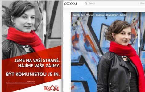 Modelka z fotobanky   vydávaná za nadšenou propagátorku komunistické strany