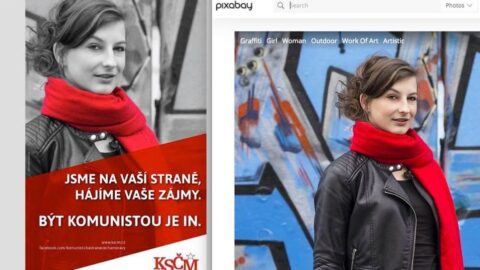 Modelka z fotobanky   vydávaná za nadšenou propagátorku komunistické strany