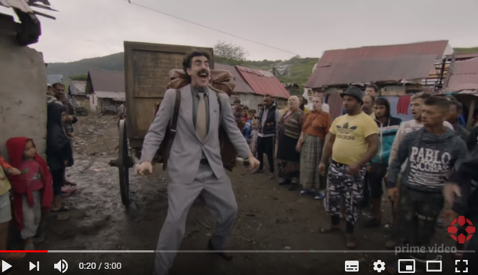 Borat se vypravuje z Kazachstánu do Ameriky 