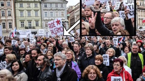 Bohuslav Sobotka demonstruje proti Babišovi, Zemanovi a Benešové. 