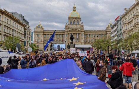 Demonstrace Milionu chvilek na Václavském náměstí 29. dubna 2021