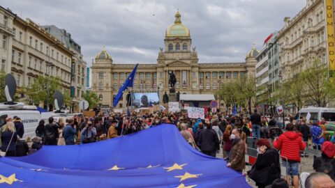 Demonstrace Milionu chvilek na Václavském náměstí 29. dubna 2021