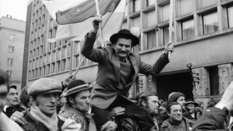 Vůdce polské Solidarity Lech Wałęsa (1981)