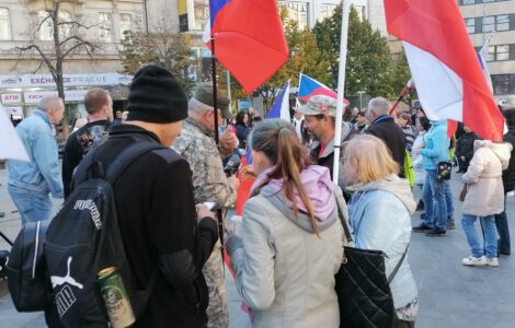 Demonstrace proti očkování a proti údajně zfalšovaným volbám. Praha 31. 10. 2021