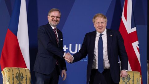 Premiér Petr Fiala na jednání s britským ministerským předsedou Borisem Johnsonem