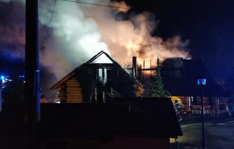 Požár hospody Vratislava Mynáře v Osvětimanech