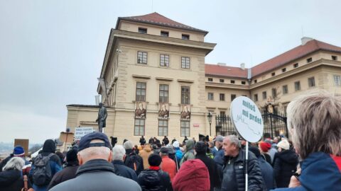 Demonstrace proti krokům prezidenta republiky.