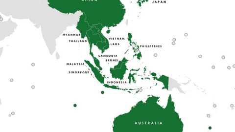 Mapa zemí Regionálního ekonomického partnerství dominovaného Čínou