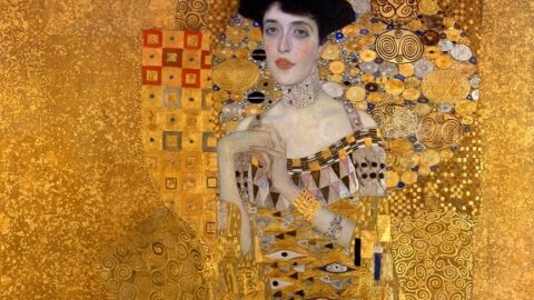 Gustav Klimt, portrét Adele Bloch-Bauerové z roku 1907 (výřez)