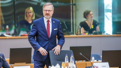 Premiér Petr Fiala (ODS) na summitu EU