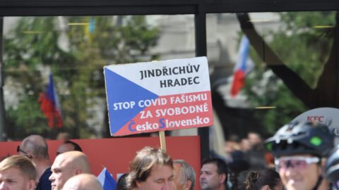 Protest s názvem Česká republika na 1. místě na Václavském náměstí. 