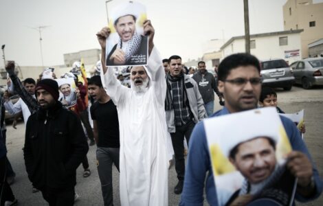 Protest proti zatčení Sheikh ‘Ali Salmana.