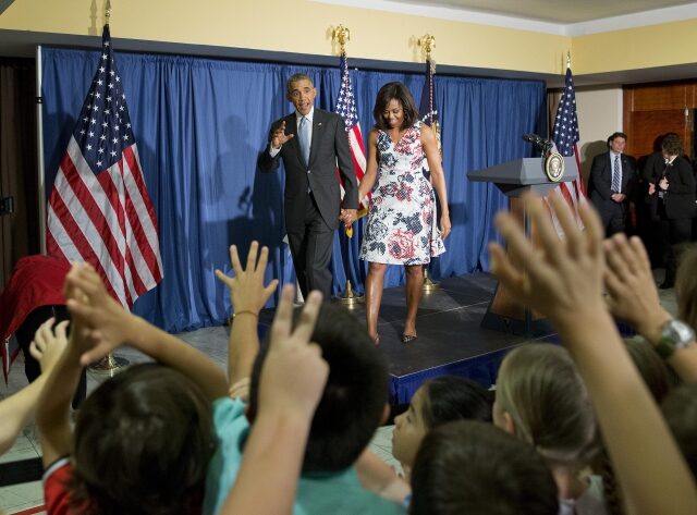 Bývalý americký prezident Barack Obama s manželkou Michelle v Melia Habana Hotelu na Kubě 