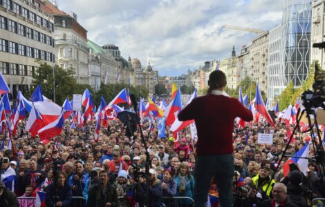 Demonstrace Česká republika na 1. místě na Václavském náměstí v Praze (28. září 2022)