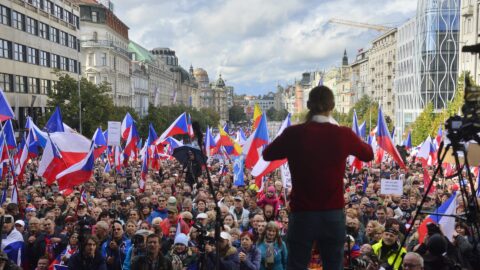 Demonstrace Česká republika na 1. místě na Václavském náměstí v Praze (28. září 2022)