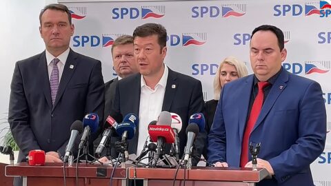 Radim Fiala, Tomio Okamura a Jan Hrnčíř (všichni SPD)