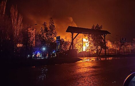 Ukrajinské město Melitopol po útoku. Rusové ho okupují již od března 2022..