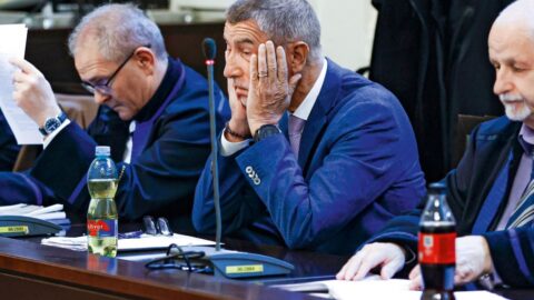 Andrej Babiš u soudu v kauze Čapí hnízdo.