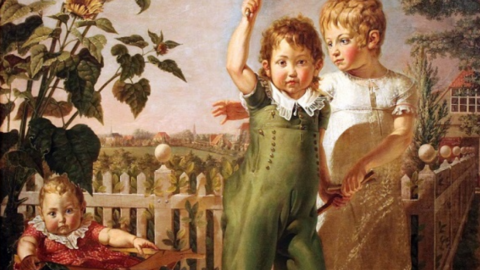 Slavný romantický obraz Hülsenbeckovy děti (Philipp Otto Runge, olej, 1805–1806)