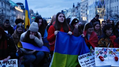 Demonstrace proti válce na Ukrajině