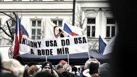 Demonstrace proruských fanoušků Vladimira Putina.