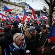 Proruská demonstrace na Václavském náměstí.