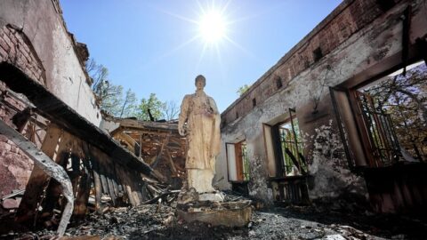 Rusy zničené muzeum ukrajinského filosofa Skovorody u Charkova