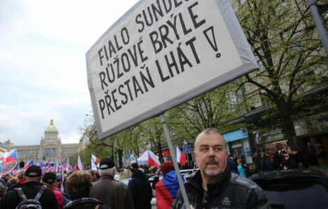 Demonstrace na Václavském náměstí.