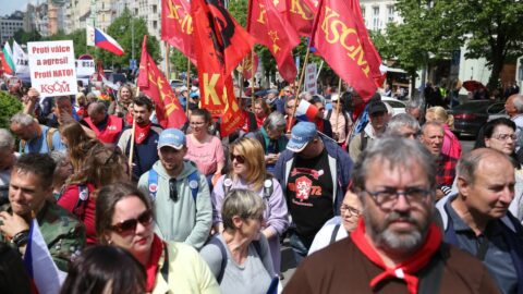 Proruští demonstranti se opět sešli na Václavském náměstí.