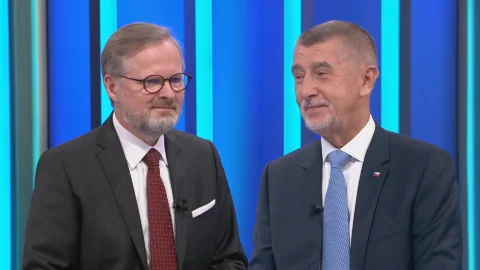 Premiér Petr Fiala (ODS), Andrej Babiš (ANO)