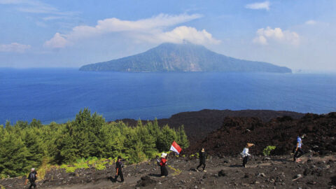 Sopka Krakatoa v Indonésii