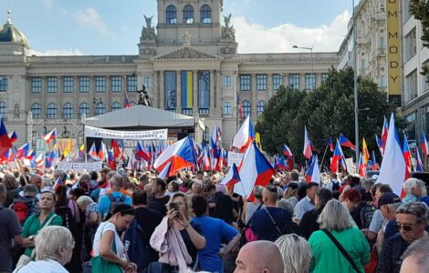 Demonstrace Jindřicha Rajchla na Václavském náměstí