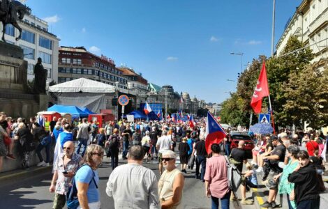 Demonstrace Jindřicha Rajchla na Václavském náměstí