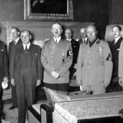 Mnichovská konference. Zleva: Neville Chamberlain, Édouard Daladier, Adolf Hitler, Benito Mussolini