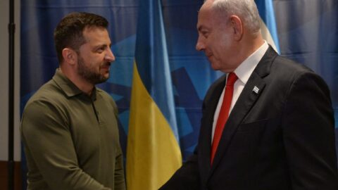 Ukrajinský prezident Zelenskyj a premiér Izraele Benjamin Netanjahu.