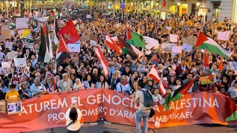 Demonstrace na podporu Palestiny 21. října v Barceloně.