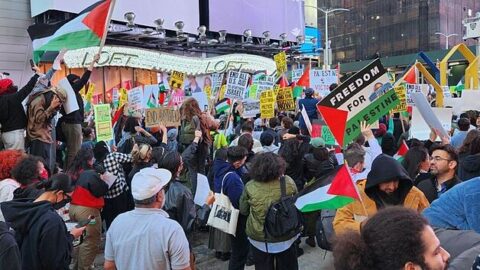 Propalestinská demonstrace v New Yorku v říjnu 2023.